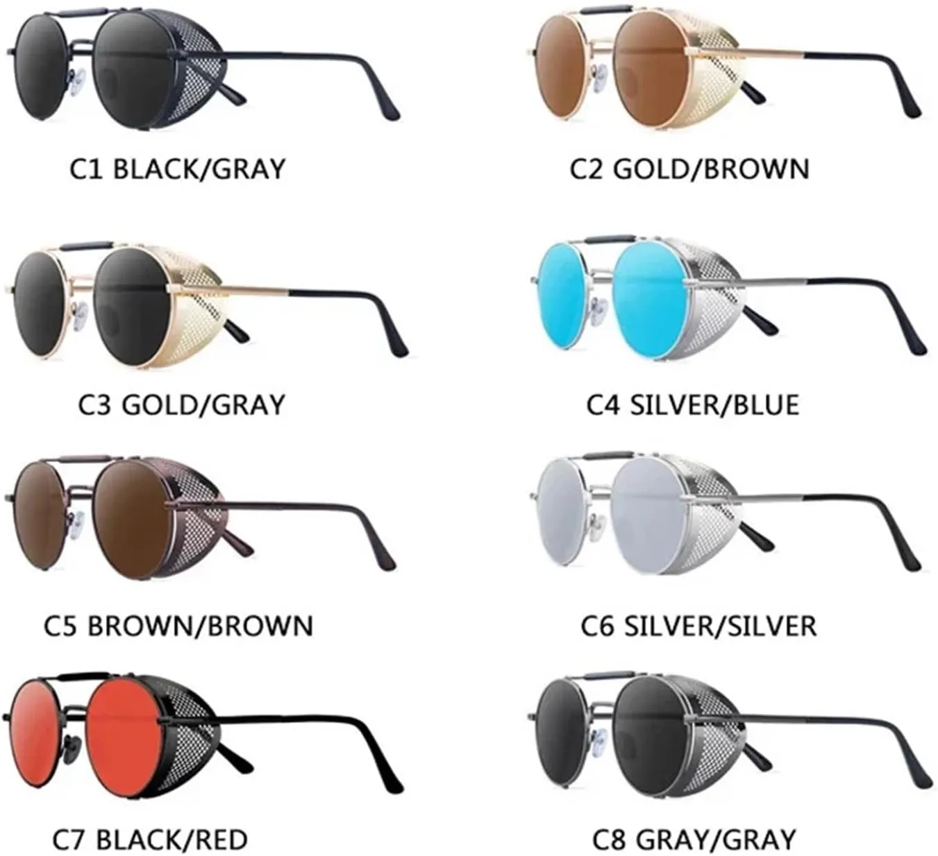 Retro Round Metal Sunglasses Steampunk Men Women Trend Vintage Sun Glasses Shades UV Protection