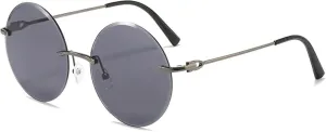 Retro Round Sunglasses Women Men Luxury Rimless Eyewear Fashion Trendy Summer Traveling Uv400