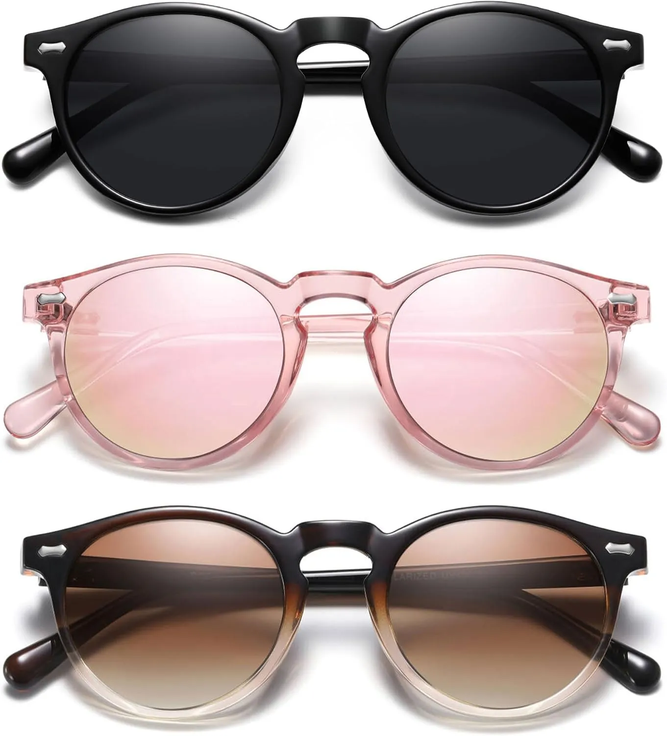 Retro Small Round Polarized Sunglasses for Women Vintage Style Circle Sun Glasses UV Protection