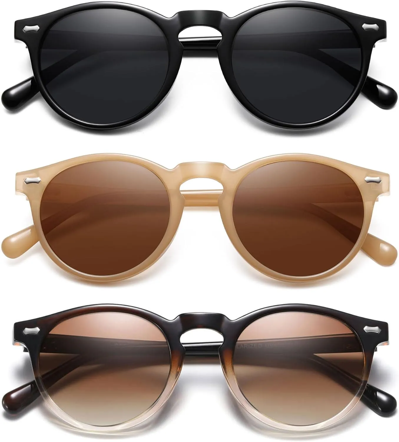 Retro Small Round Polarized Sunglasses for Women Vintage Style Circle Sun Glasses UV Protection