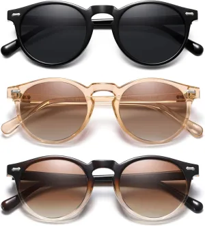 Retro Small Round Polarized Sunglasses for Women Vintage Style Circle Sun Glasses UV Protection
