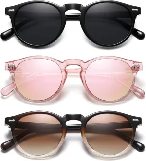 Retro Small Round Polarized Sunglasses for Women Vintage Style Circle Sun Glasses UV Protection