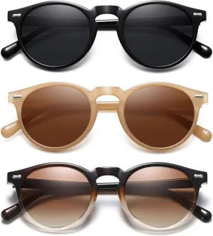 Retro Small Round Polarized Sunglasses for Women Vintage Style Circle Sun Glasses UV Protection