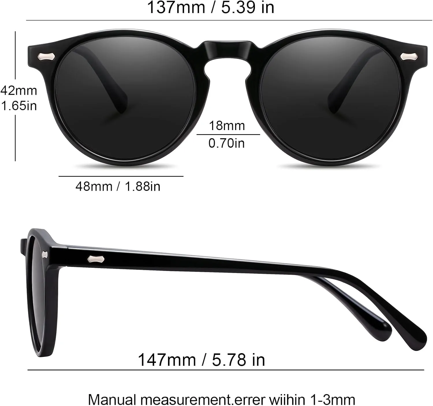 Retro Small Round Polarized Sunglasses for Women Vintage Style Circle Sun Glasses UV Protection
