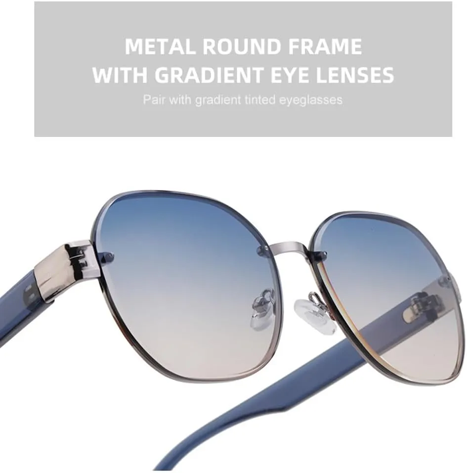 Rimless Round Sunglasses Women Luxury Vintage Irregular Sun Glasses For Men Metal Frame Shades Eyewear UV400