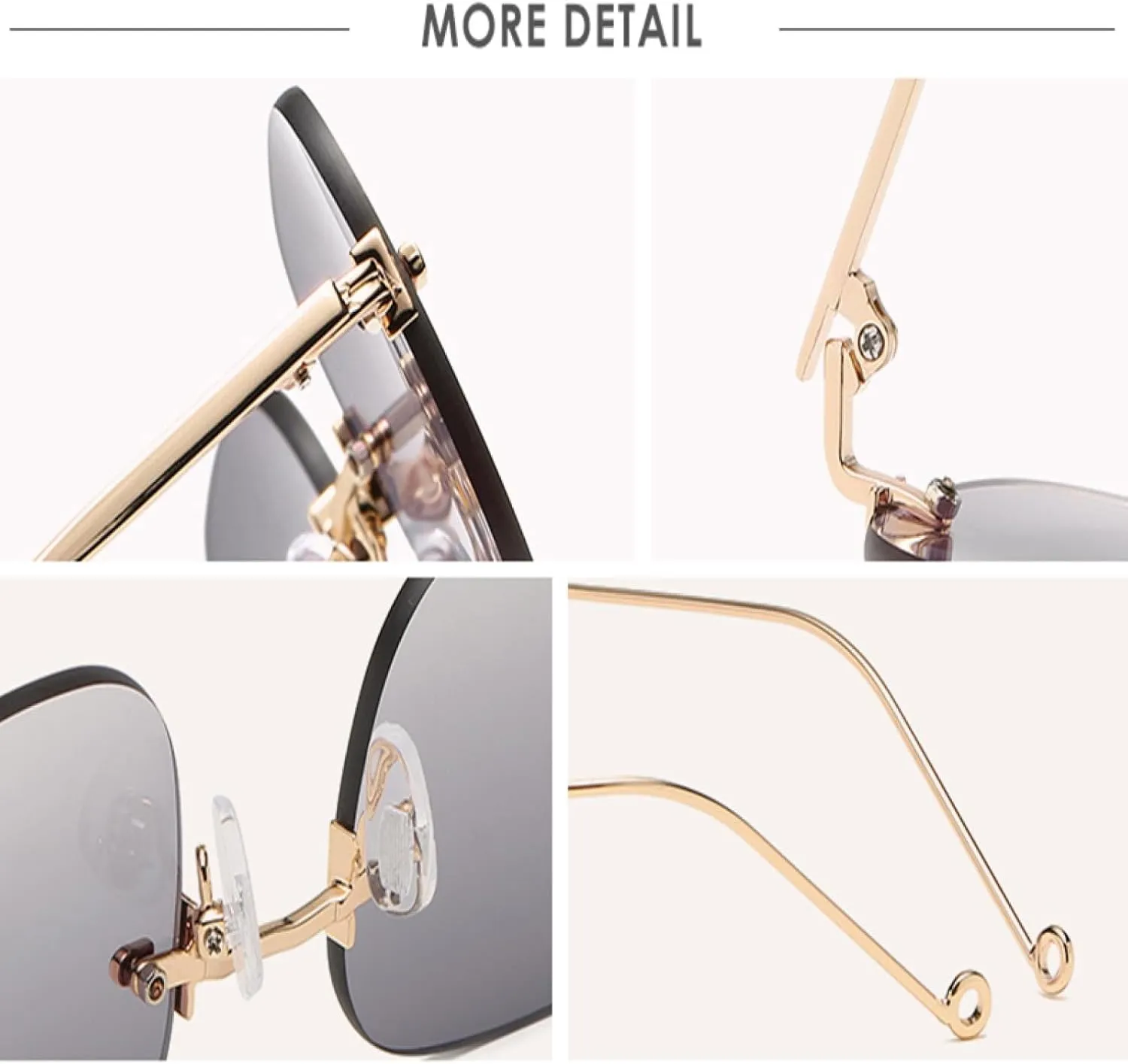 Rimless Sunglasses for Women Vintage Retro Small Summer Style Uv400 Gradient