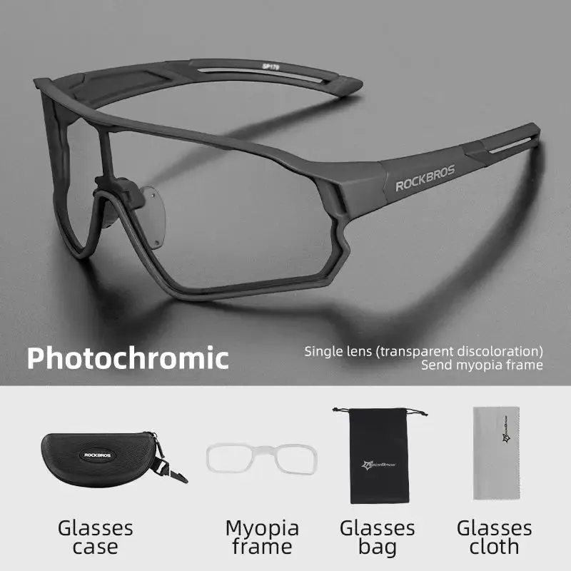 ROCKBROS Cycling Glasses Photochromic MTB Road Bike Sunglasses UV400 Protection Lightweight Eyewear