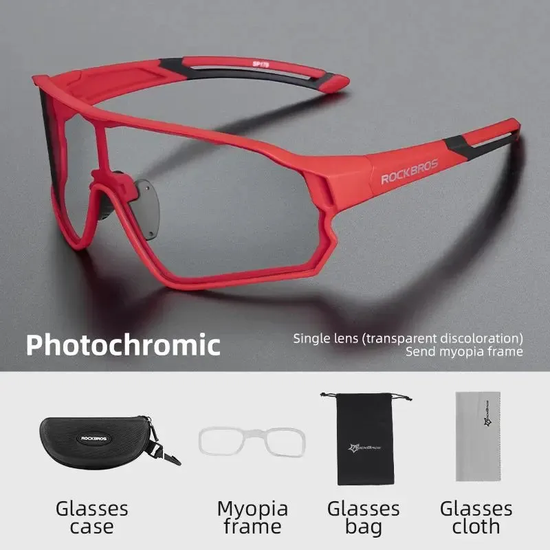 ROCKBROS Cycling Glasses Photochromic MTB Road Bike Sunglasses UV400 Protection Lightweight Eyewear