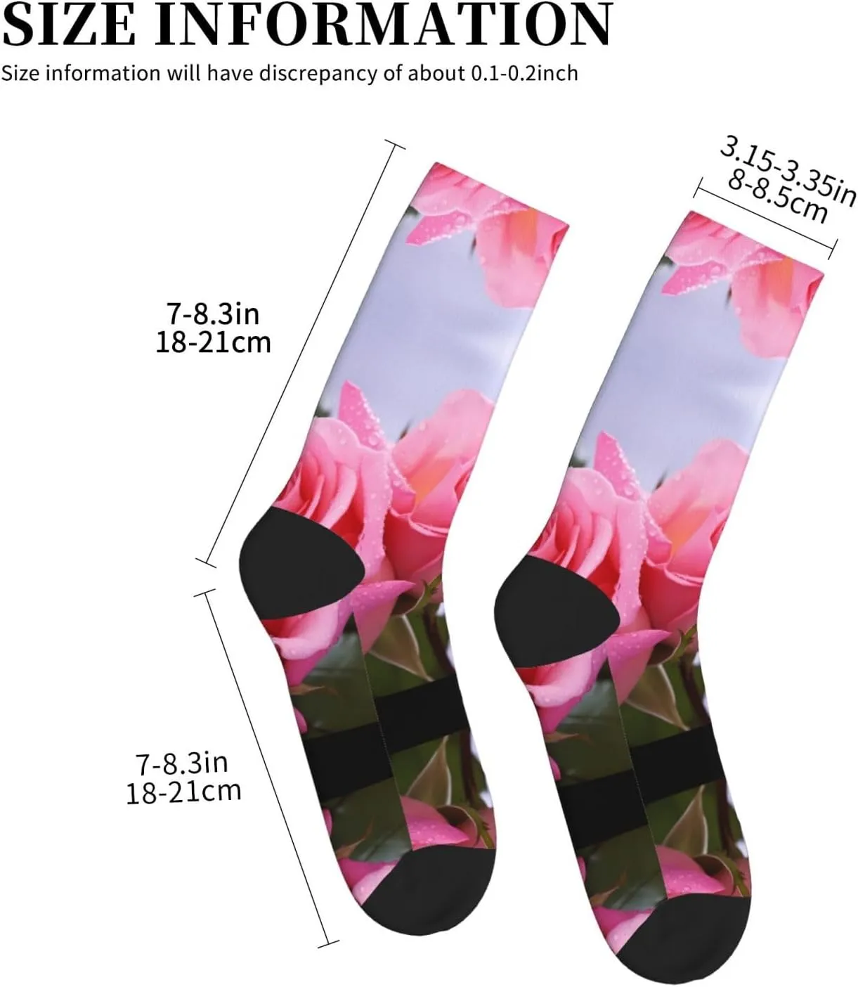 Rose Print Adult Socks Fun Patterned Funky Crew Socks