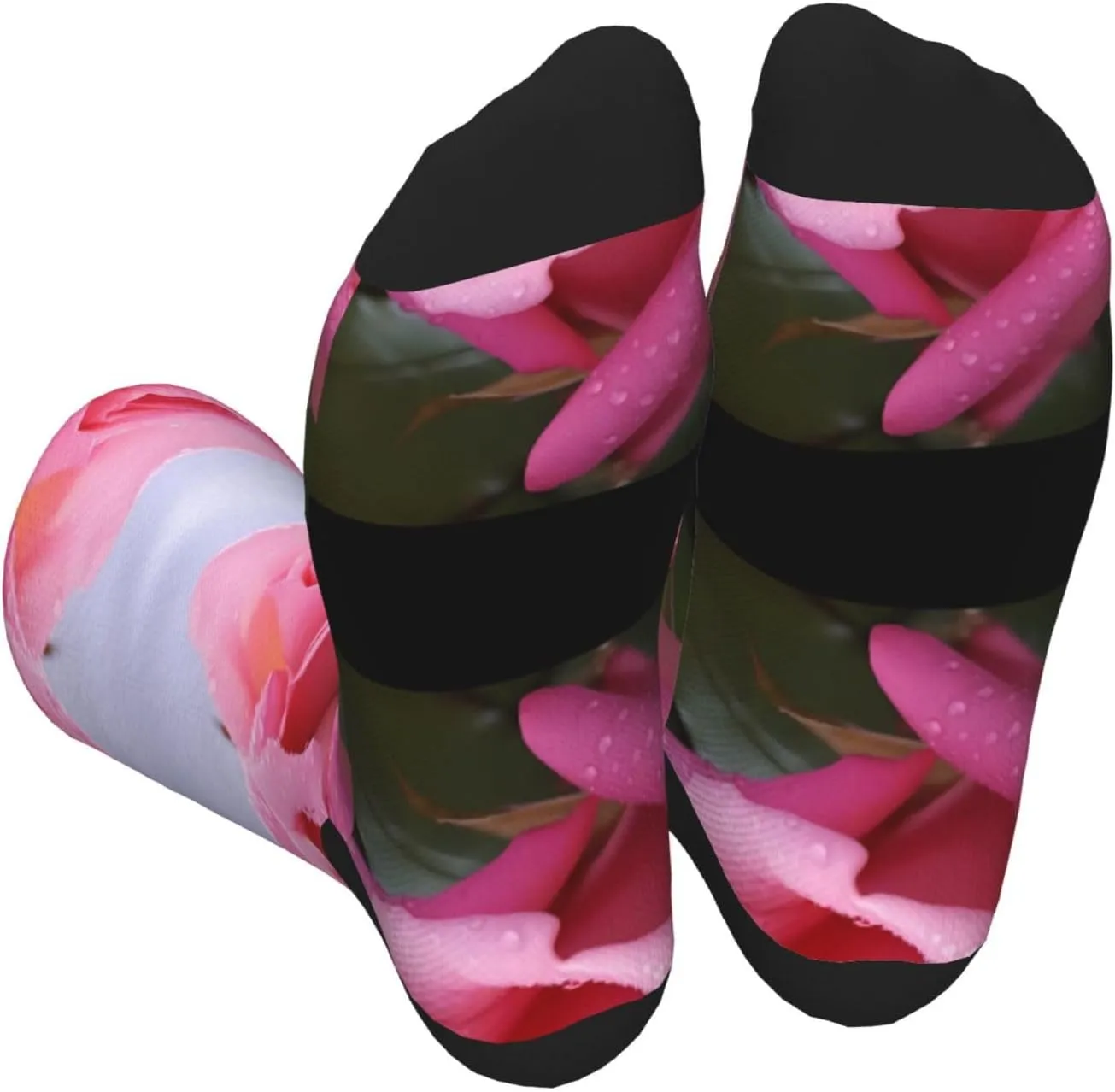 Rose Print Adult Socks Fun Patterned Funky Crew Socks