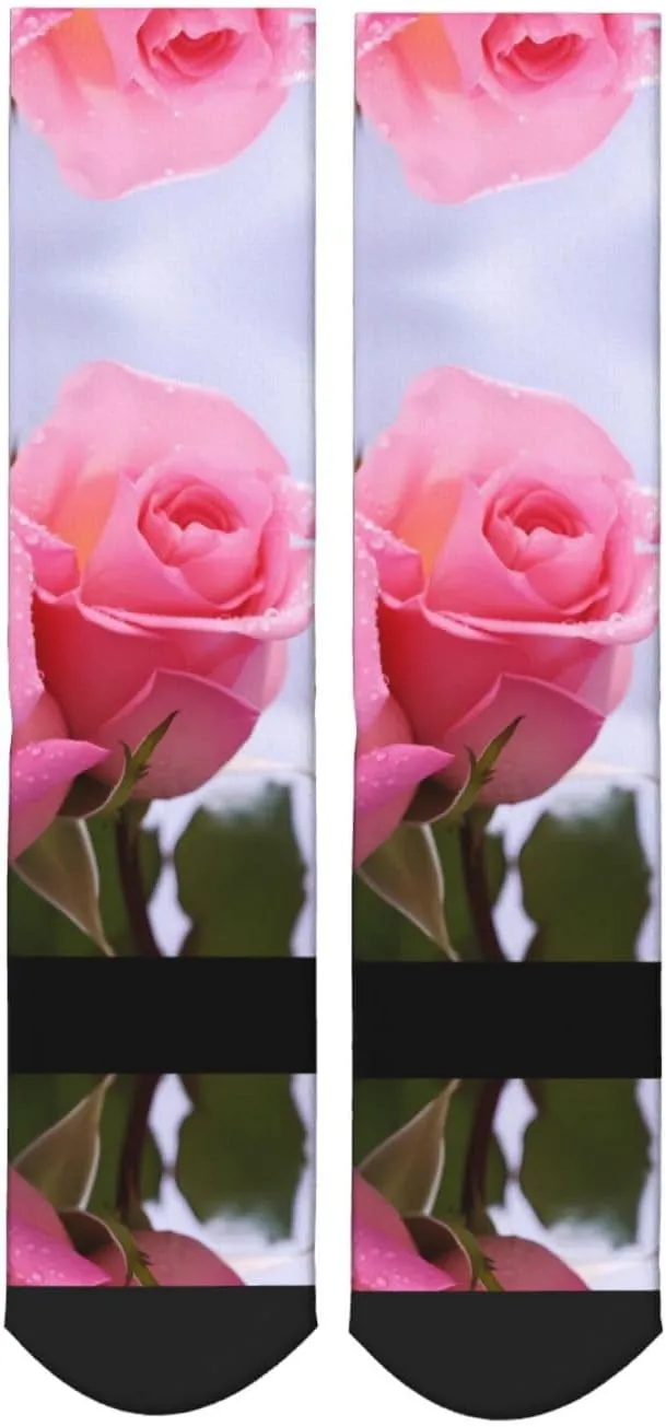 Rose Print Adult Socks Fun Patterned Funky Crew Socks