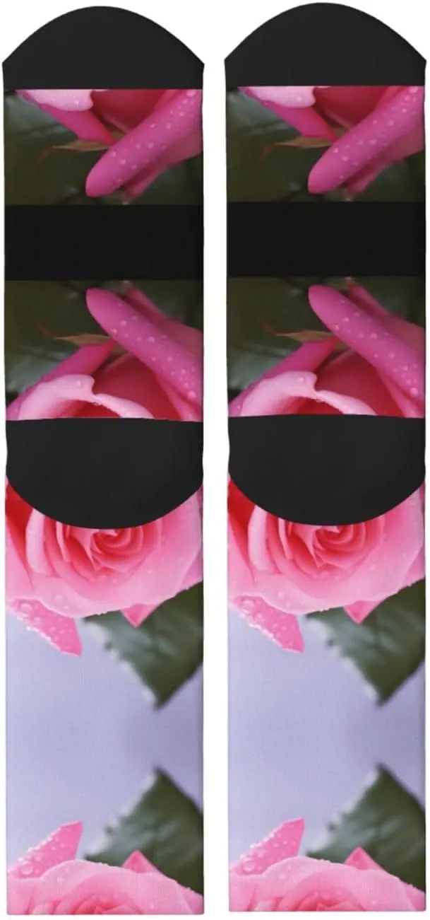 Rose Print Adult Socks Fun Patterned Funky Crew Socks