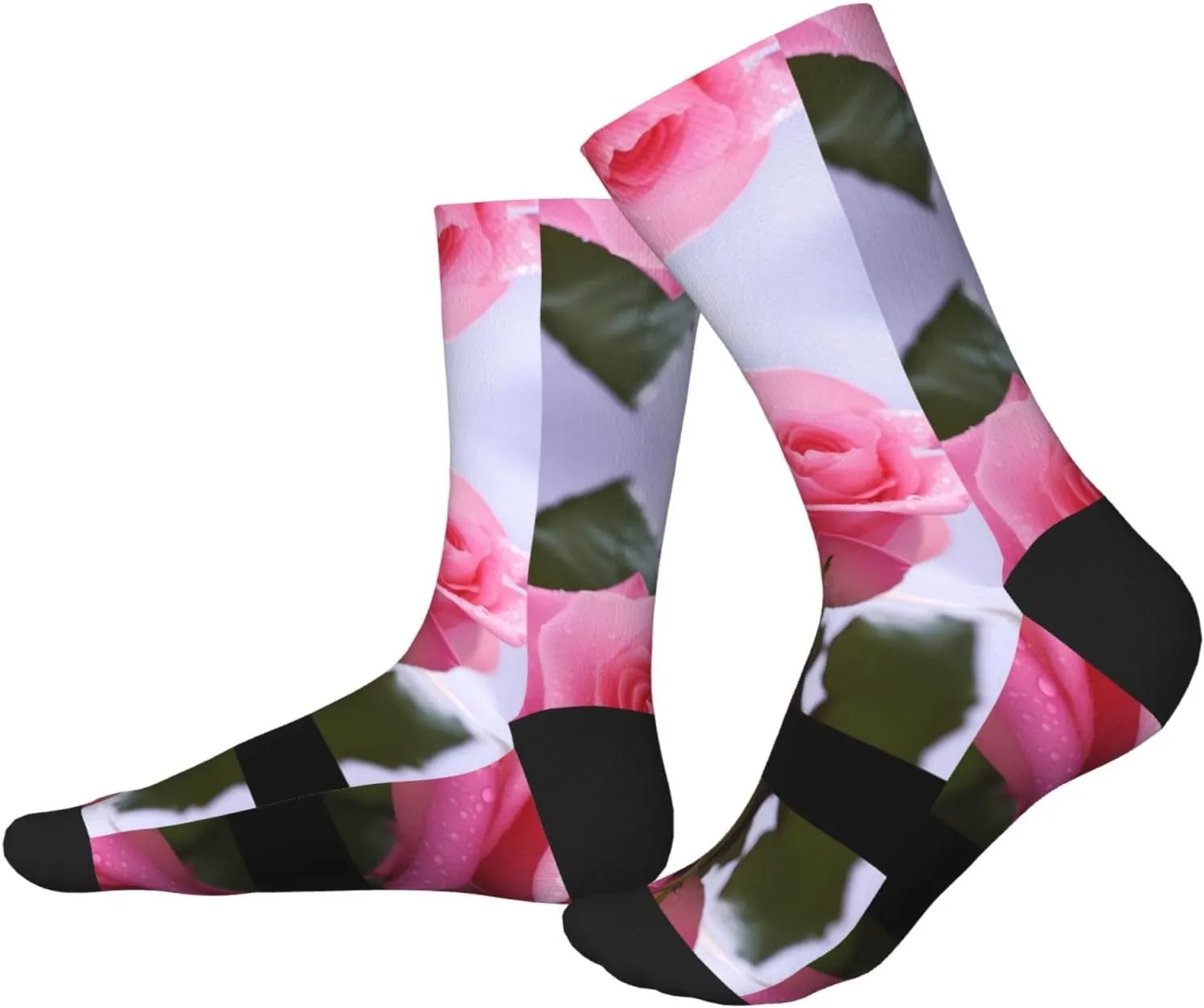 Rose Print Adult Socks Fun Patterned Funky Crew Socks