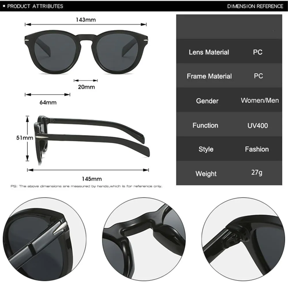 Round Men Sunglasses Shades UV400 Blue Green Women Rivets Sun Glasses
