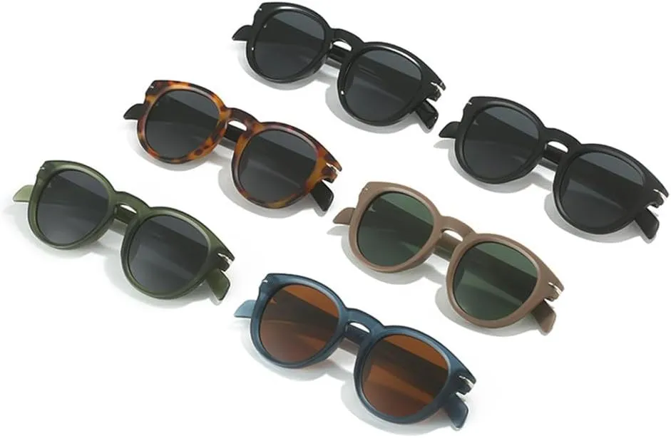 Round Men Sunglasses Shades UV400 Blue Green Women Rivets Sun Glasses