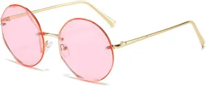 Round Rimless Sunglasses Men Woman Luxury Large Frame Sun Glasses Female Vintage UV400 Shades Eyewear