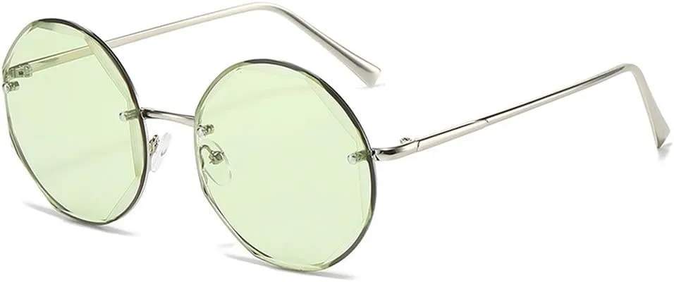 Round Rimless Sunglasses Men Woman Luxury Large Frame Sun Glasses Female Vintage UV400 Shades Eyewear