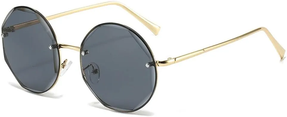 Round Rimless Sunglasses Men Woman Luxury Large Frame Sun Glasses Female Vintage UV400 Shades Eyewear