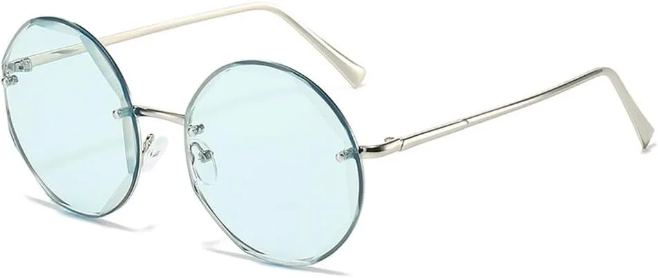 Round Rimless Sunglasses Men Woman Luxury Large Frame Sun Glasses Female Vintage UV400 Shades Eyewear