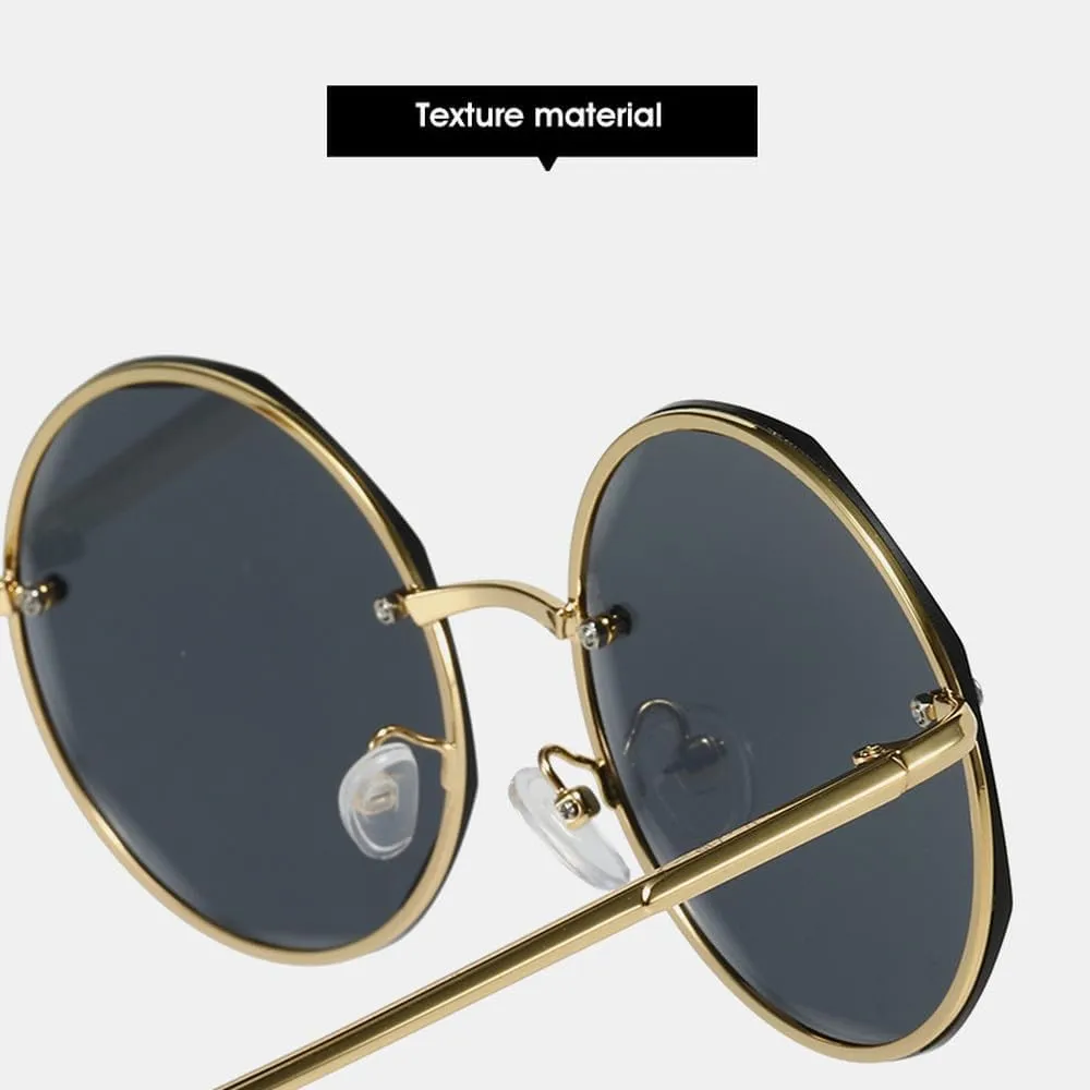 Round Rimless Sunglasses Men Woman Luxury Large Frame Sun Glasses Female Vintage UV400 Shades Eyewear
