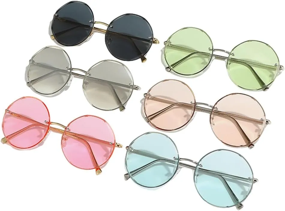 Round Rimless Sunglasses Men Woman Luxury Large Frame Sun Glasses Female Vintage UV400 Shades Eyewear