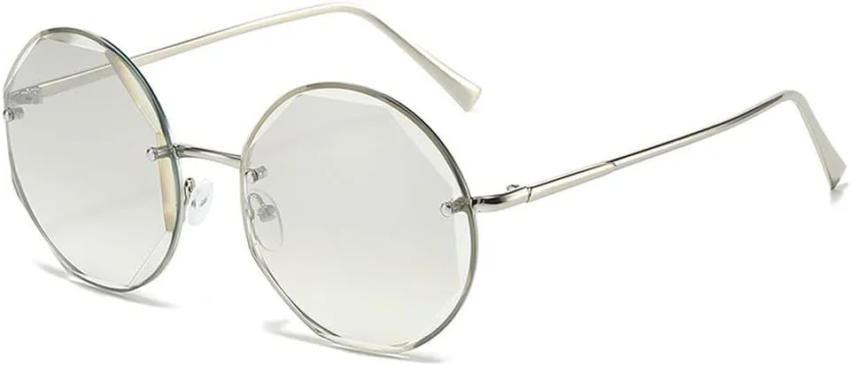 Round Rimless Sunglasses Men Woman Luxury Large Frame Sun Glasses Female Vintage UV400 Shades Eyewear