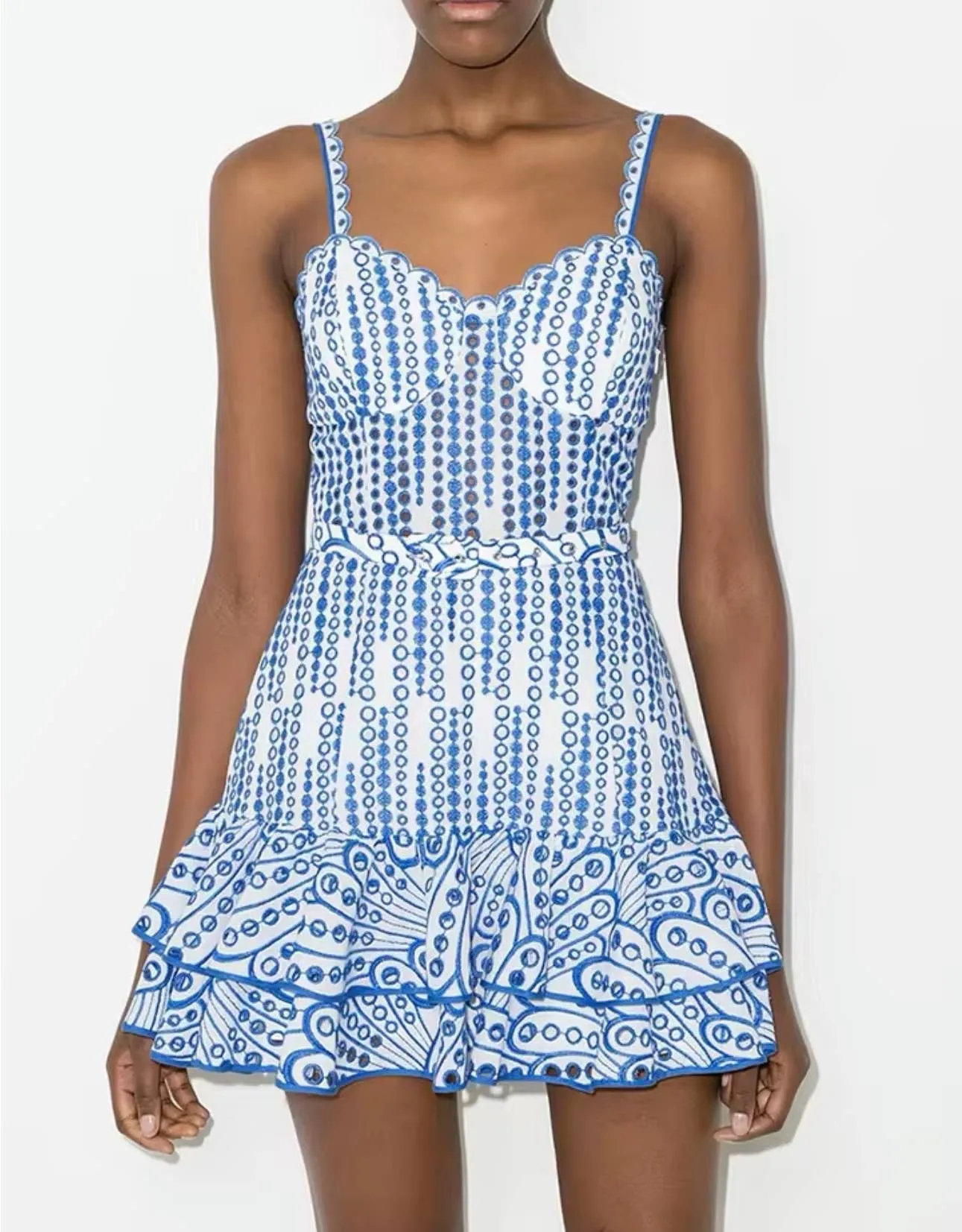 Ruffle Short Embroidery Summer Dress