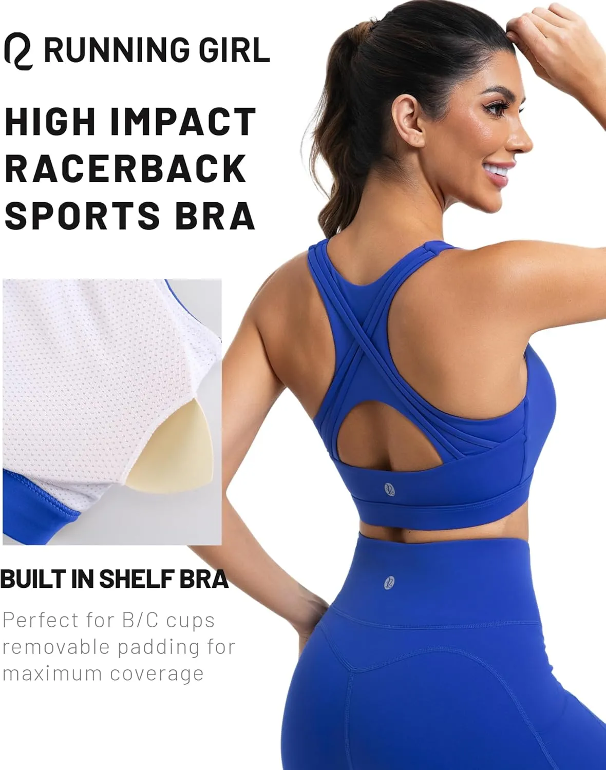 RUNNING GIRL High Impact Sports Bras for Women High Support Womens Sports Bra Racerback Workout Running Bra