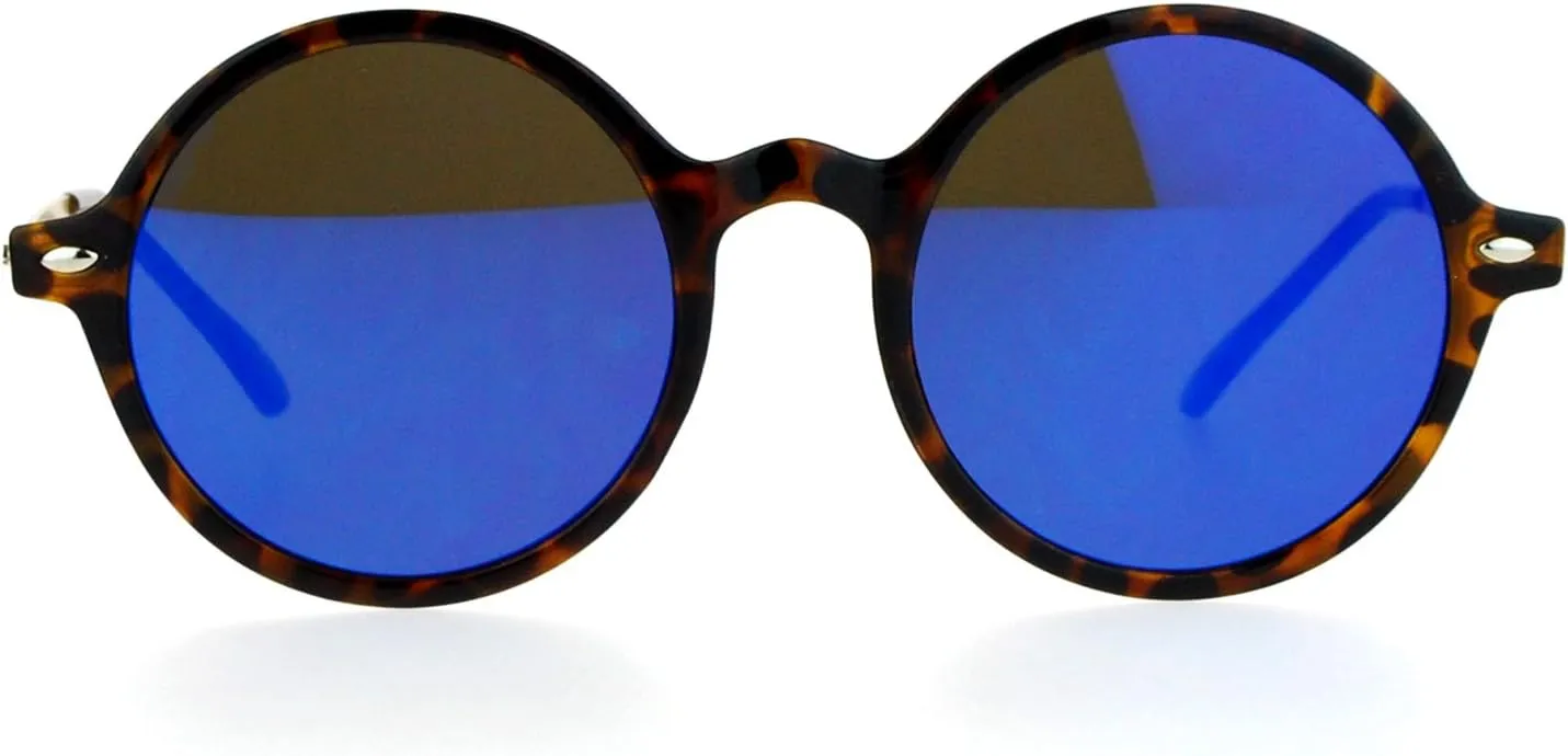 SA106 Flat Lens Round Hippie Plastic Mirror Lens Sunglasses