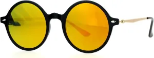 SA106 Flat Lens Round Hippie Plastic Mirror Lens Sunglasses