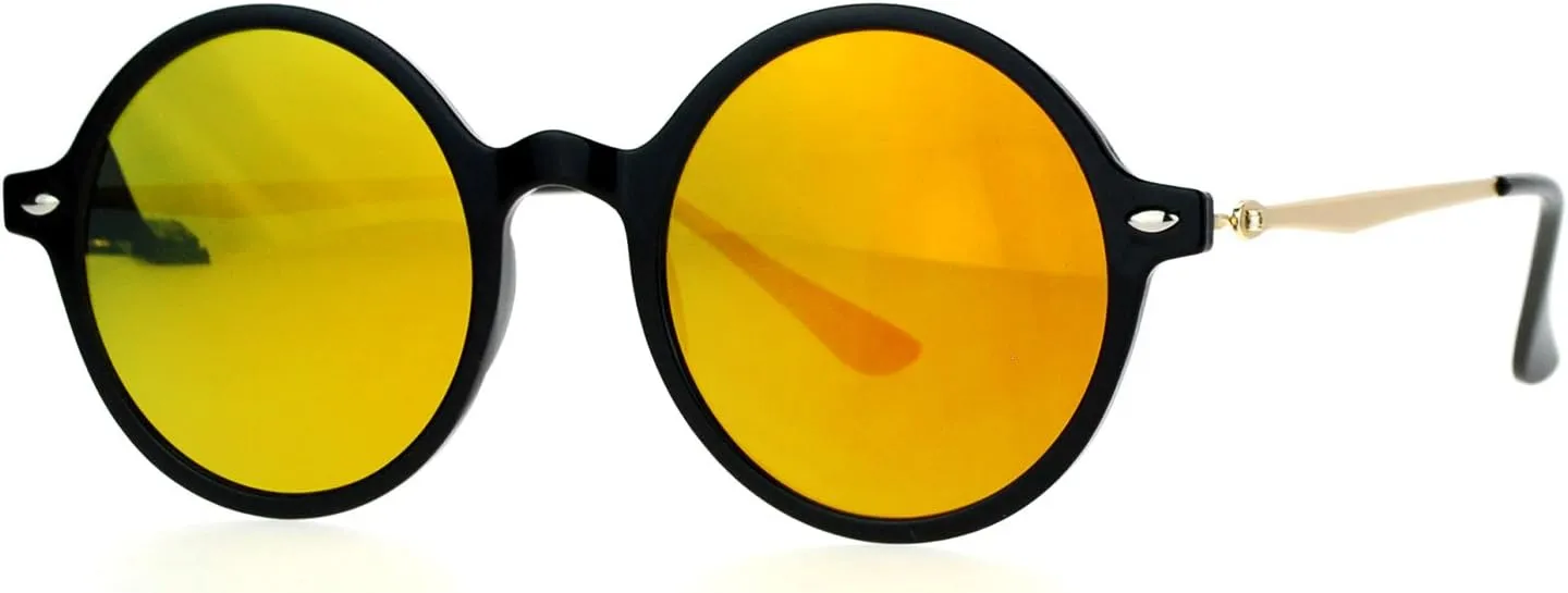 SA106 Flat Lens Round Hippie Plastic Mirror Lens Sunglasses