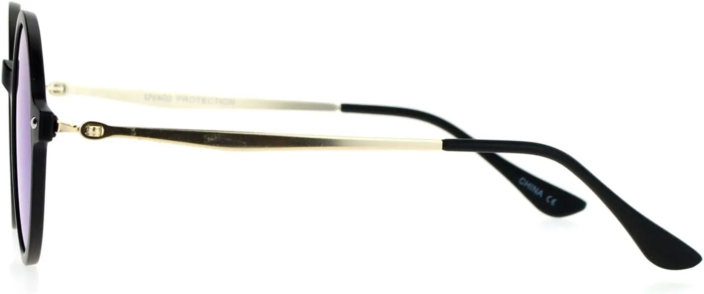 SA106 Flat Lens Round Hippie Plastic Mirror Lens Sunglasses