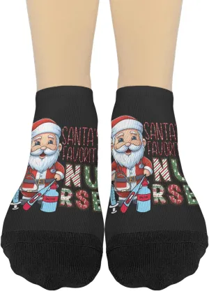 Santa's Favorite Nurse Women Crew Socks Christmas Invisible For Women Sock Casual Sock Humor Sock