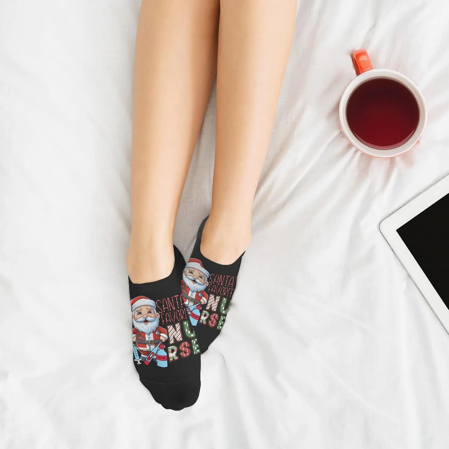 Santa's Favorite Nurse Women Crew Socks Christmas Invisible For Women Sock Casual Sock Humor Sock