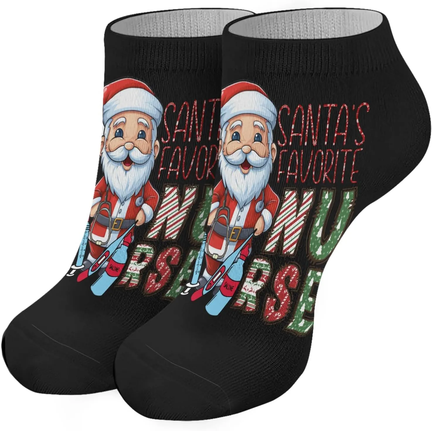 Santa's Favorite Nurse Women Crew Socks Christmas Invisible For Women Sock Casual Sock Humor Sock