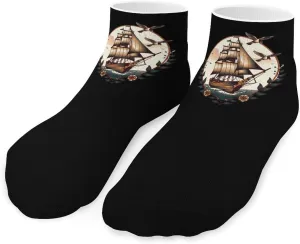 School Sailor Tattoo Clipper Ship And Swallows Ankle Socks Breathable Low Cut Sports Socks Casual No Show Sock for Women Men