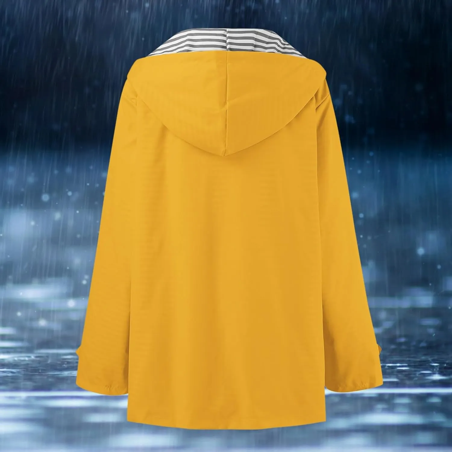 sdbrld Rain Coat for Women Waterproof 2024 Hooded Solid Windbreaker Zipper Rain Jacket Lightweight Outdoor Trench Coats