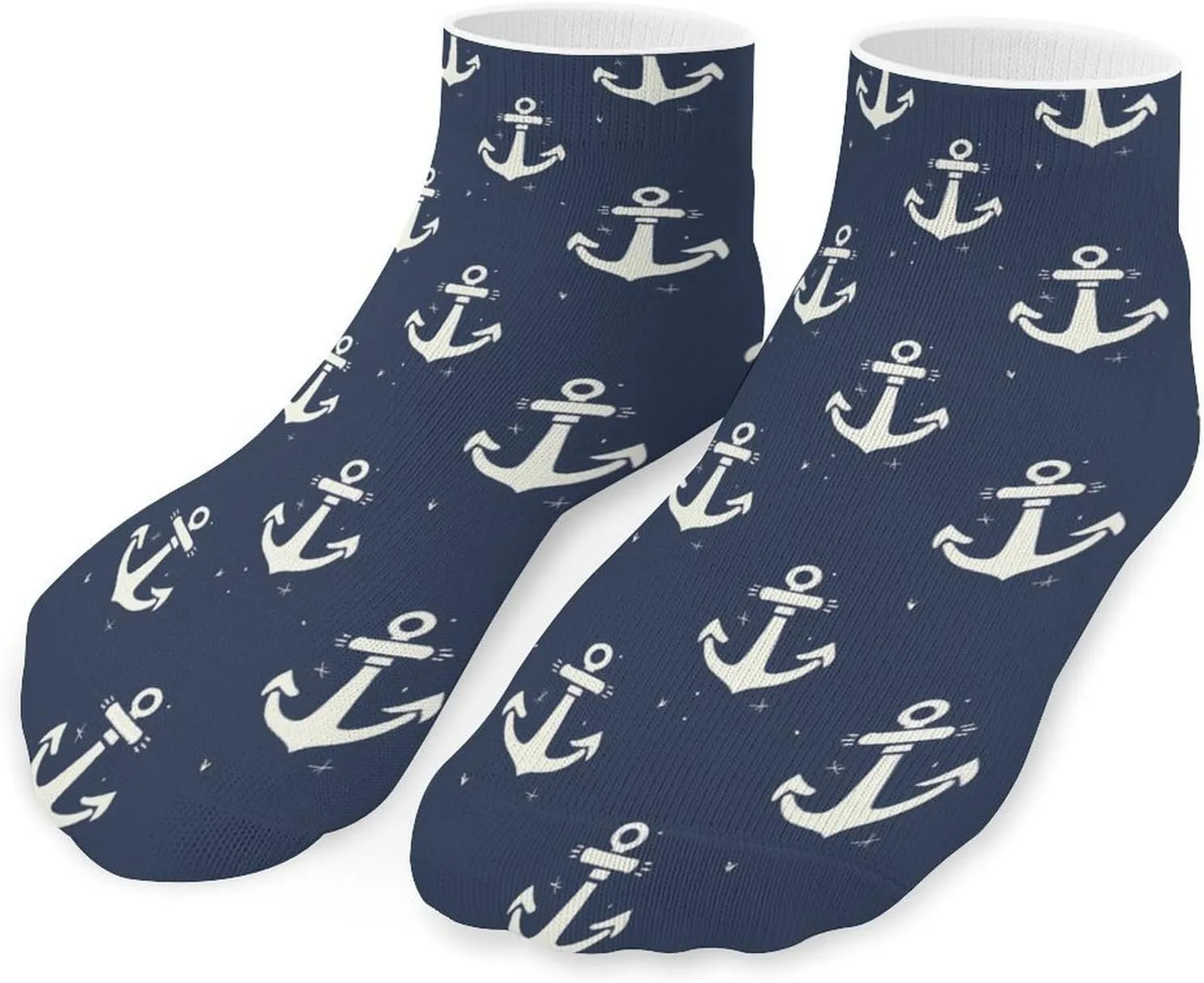 Sea Pattern in Anchors Navy Beach Ankle Socks Breathable Low Cut Sports Socks Casual No Show Sock for Women Men