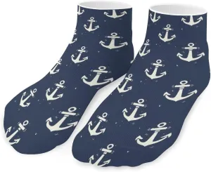 Sea Pattern in Anchors Navy Beach Ankle Socks Breathable Low Cut Sports Socks Casual No Show Sock for Women Men