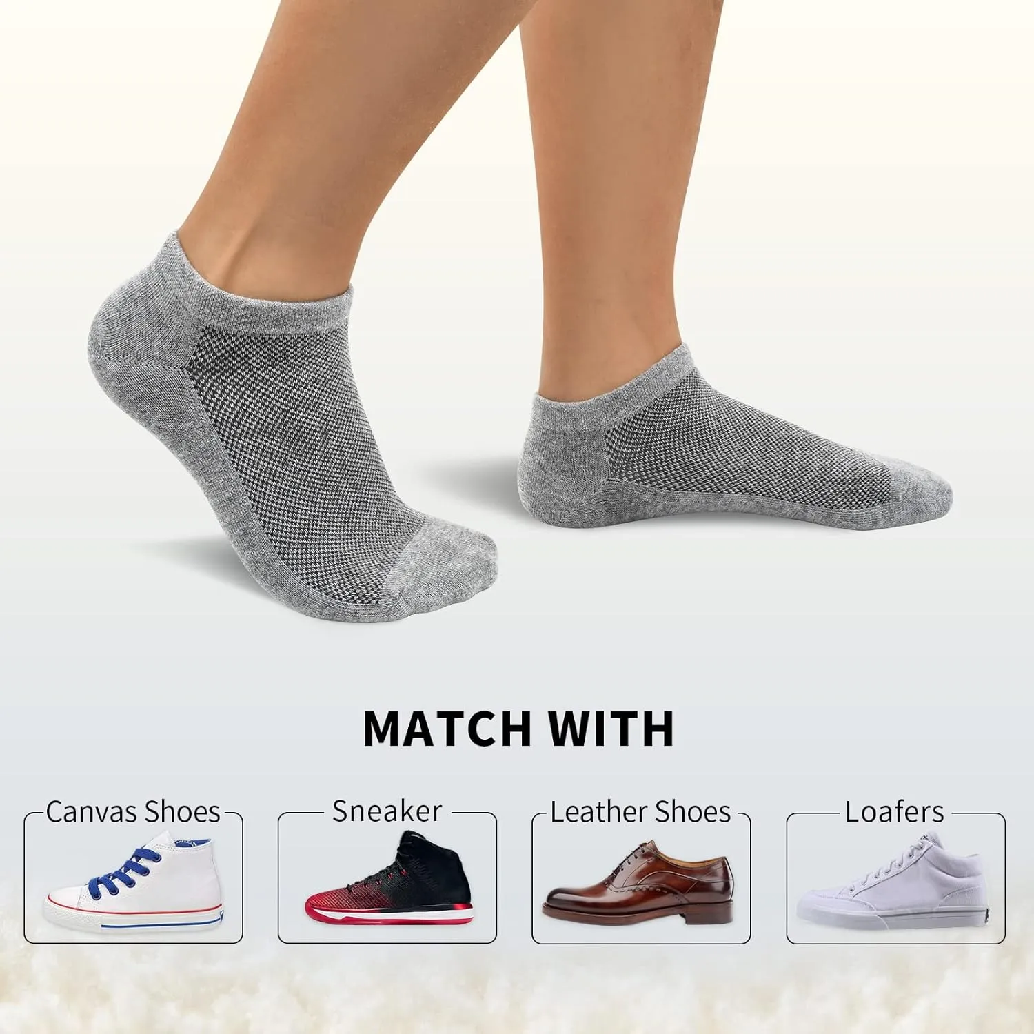 SIXDAYSOX 8/6 Pack Mens Ankle Socks Low Cut Comfort Casual Socks Size 10-13/13-15