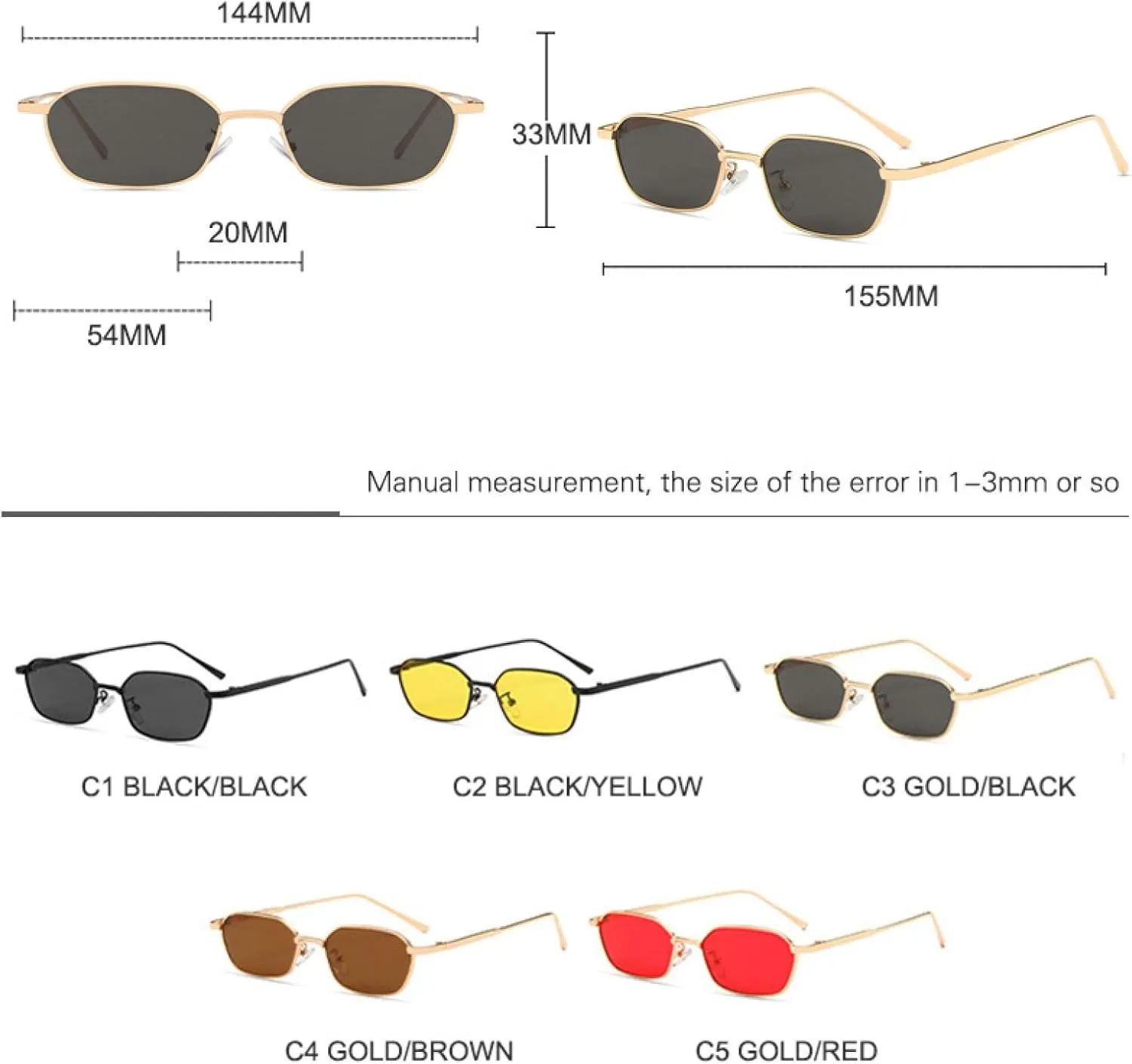Small Sunglasse for Women Men Steampunk Metal Frame Retro Uv400