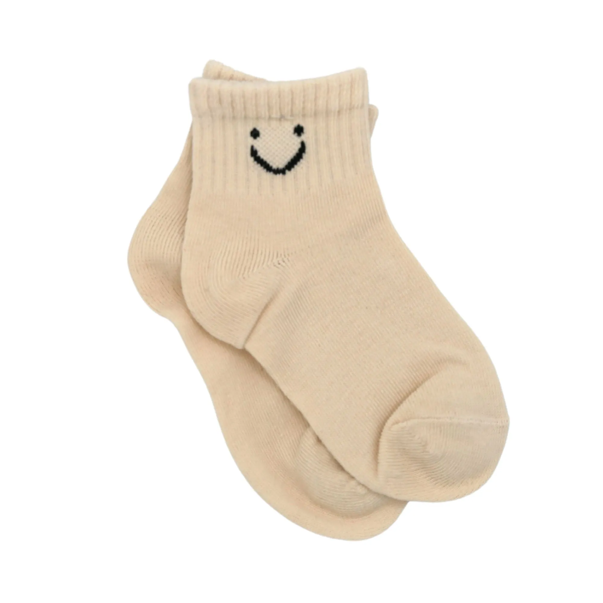 Smile Expression Socks - Beige