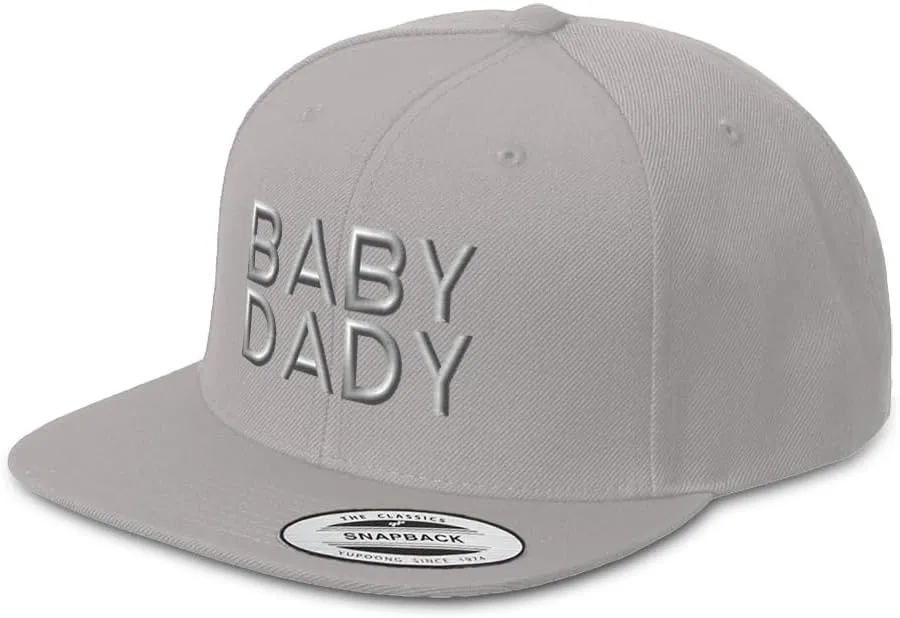 Snapback Hat for Men Flat Brim Hats Baby Daddy Father Dad Papa Pop Embroidered Flat Bill Hat Acrylic