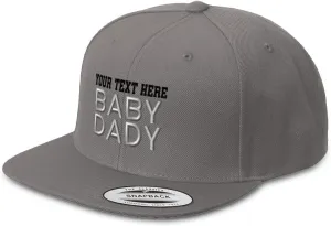 Snapback Hat for Men Flat Brim Hats Baby Daddy Father Dad Papa Pop Embroidered Flat Bill Hat Acrylic