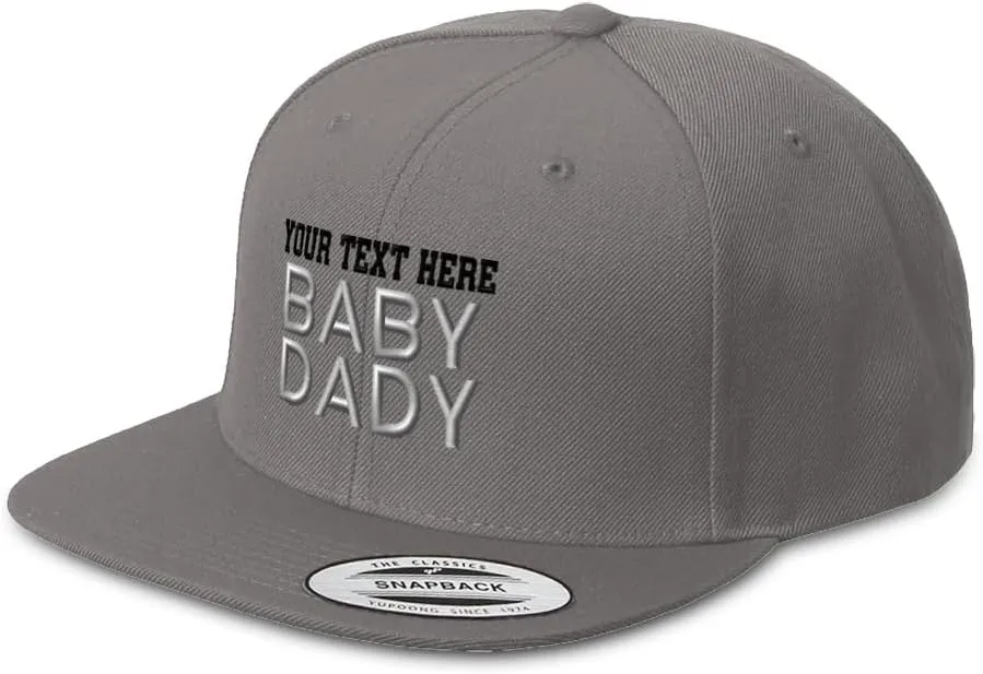 Snapback Hat for Men Flat Brim Hats Baby Daddy Father Dad Papa Pop Embroidered Flat Bill Hat Acrylic