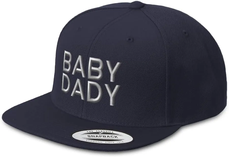 Snapback Hat for Men Flat Brim Hats Baby Daddy Father Dad Papa Pop Embroidered Flat Bill Hat Acrylic