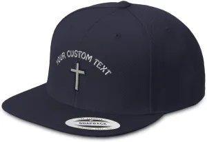 Snapback Hat for Men Flat Brim Hats Cross Black Faith Jesus Christ Christian Embroidered Flat Bill Hat