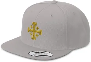 Snapback Hat for Men Flat Brim Hats Jerusalem Cross Crusader God Jesus Christ Embroidered Flat Bill Hat