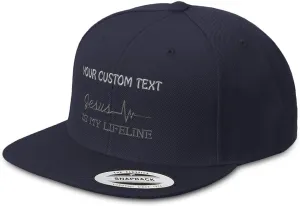 Snapback Hat for Men Flat Brim Hats Jesus is My Lifeline God Christian Embroidered Flat Bill Hat Acrylic