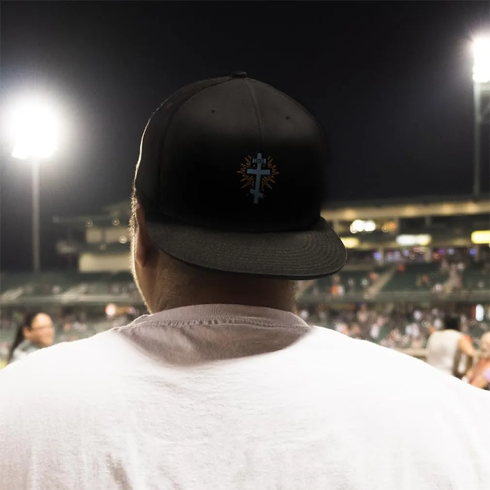 Snapback Hat for Men Flat Brim Hats Orthodox Cross Jesus Christ Religious Faith Embroidered Flat Bill Hat